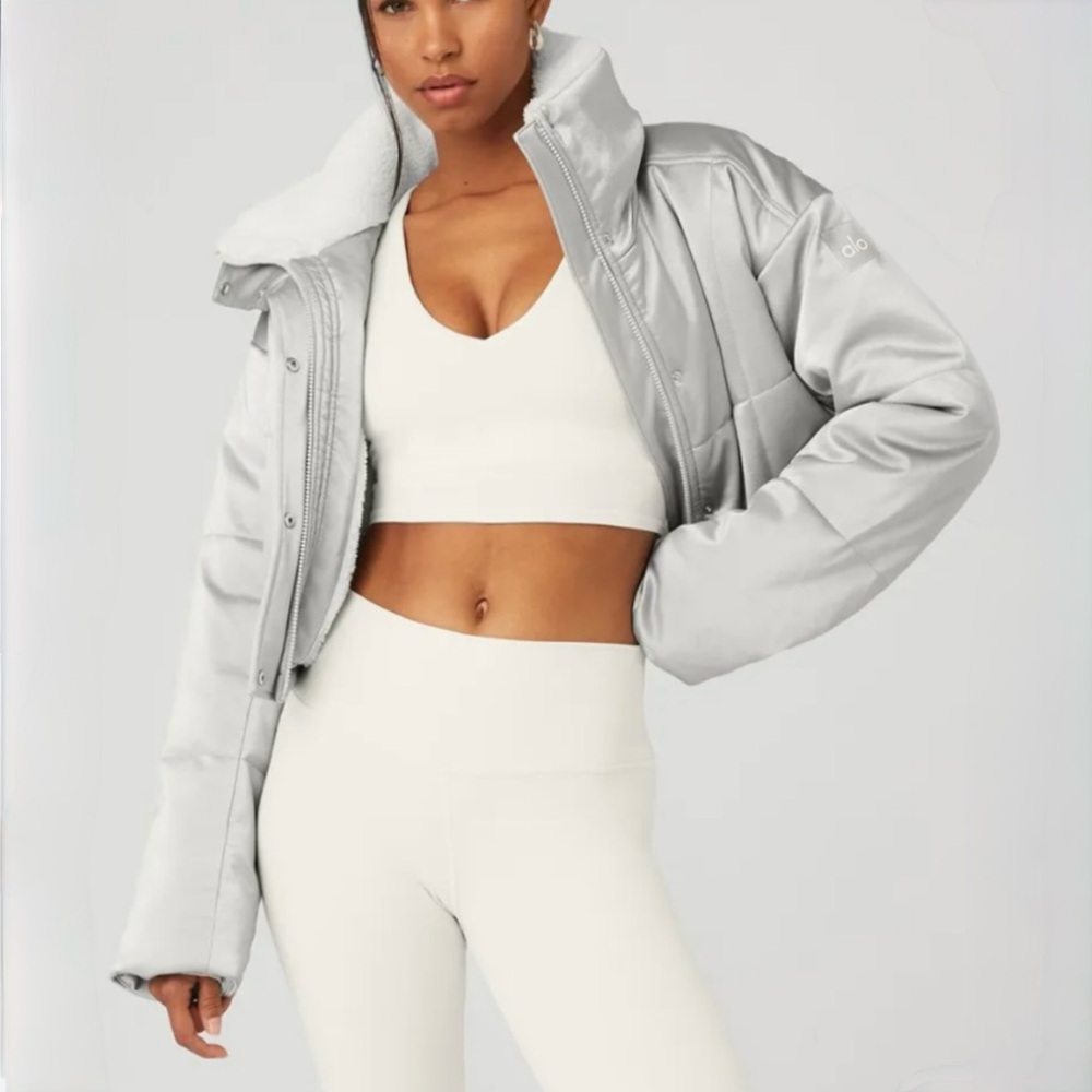 ALO Yoga Silver Crop Puffer Jacket